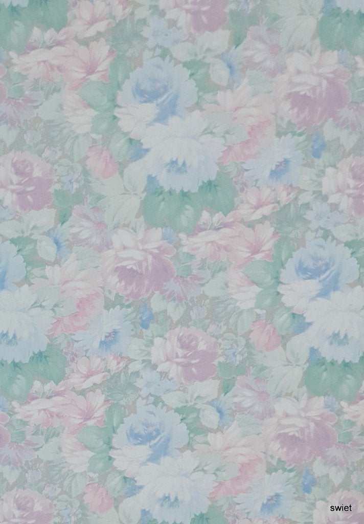 13061 80s bloemen behang in pastelkleuren en wit swiet, Verzenden, Groen