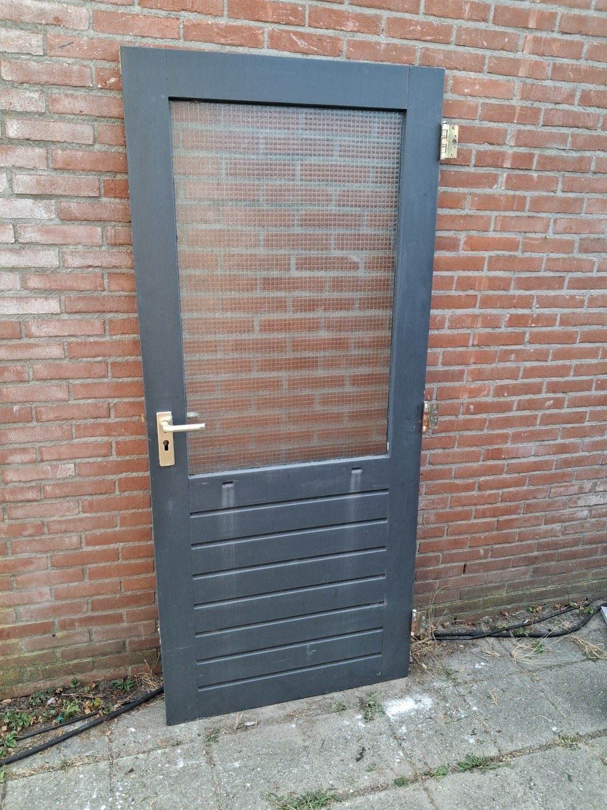 hardhouten achterdeur met sterk draadglas 88x201.5cm, Ophalen, 80 tot 100 cm, Buitendeur, 200 tot 215 cm