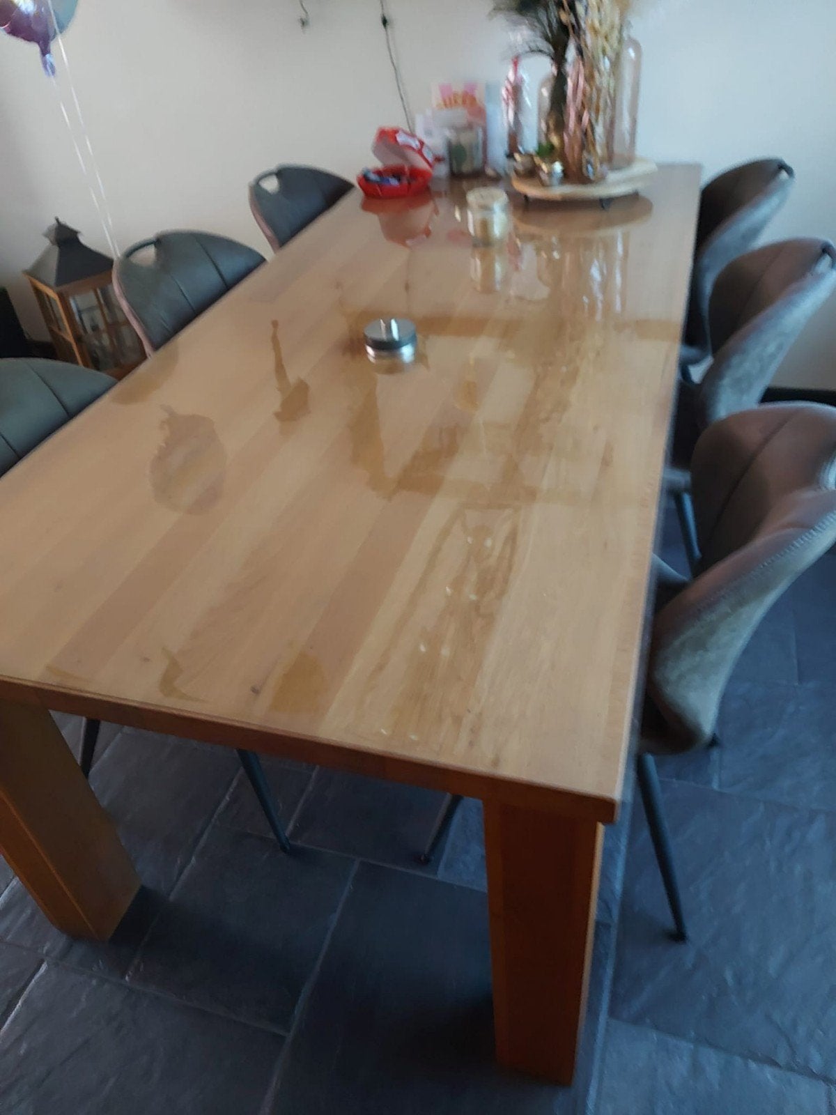 Massieve eiken eettafel - 225x100 cm, Ophalen, Gebruikt, Eikenhout, 50 tot 100 cm