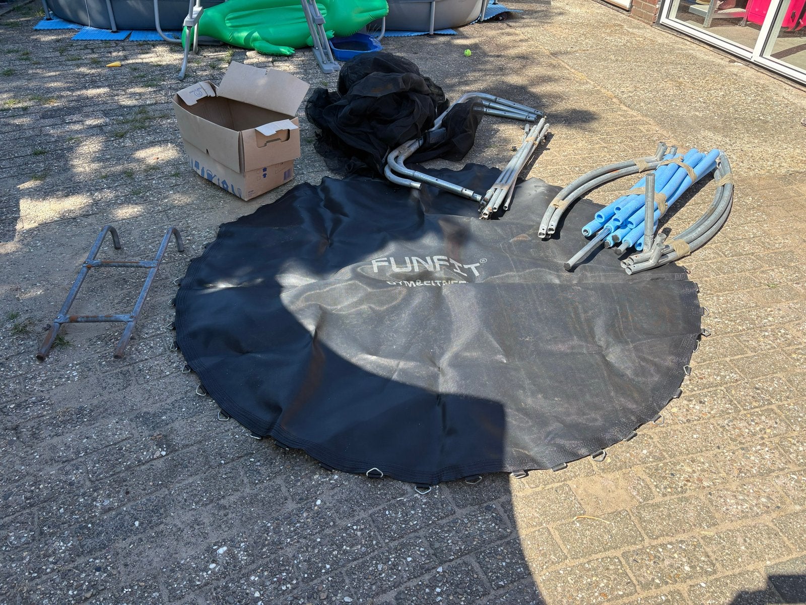 trampoline 200 cm met net en ladder, Ophalen of Verzenden, Gebruikt