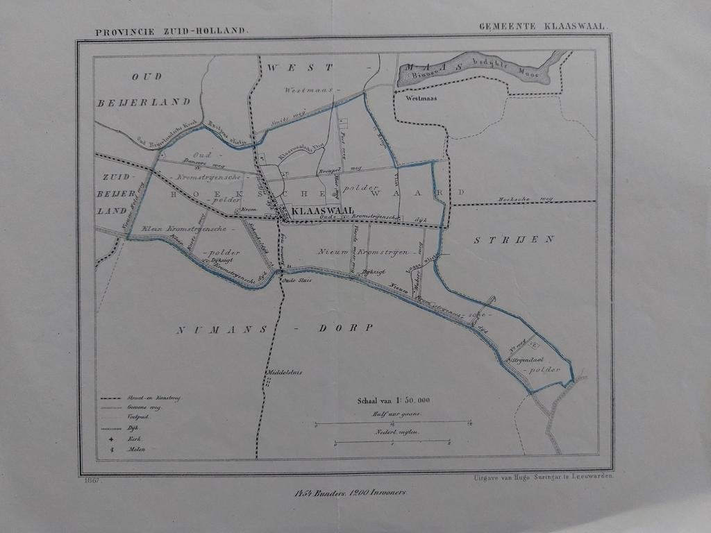 81 / Klaaswaal  Litho uit 1867 van J. Kuyper, Ophalen of Verzenden