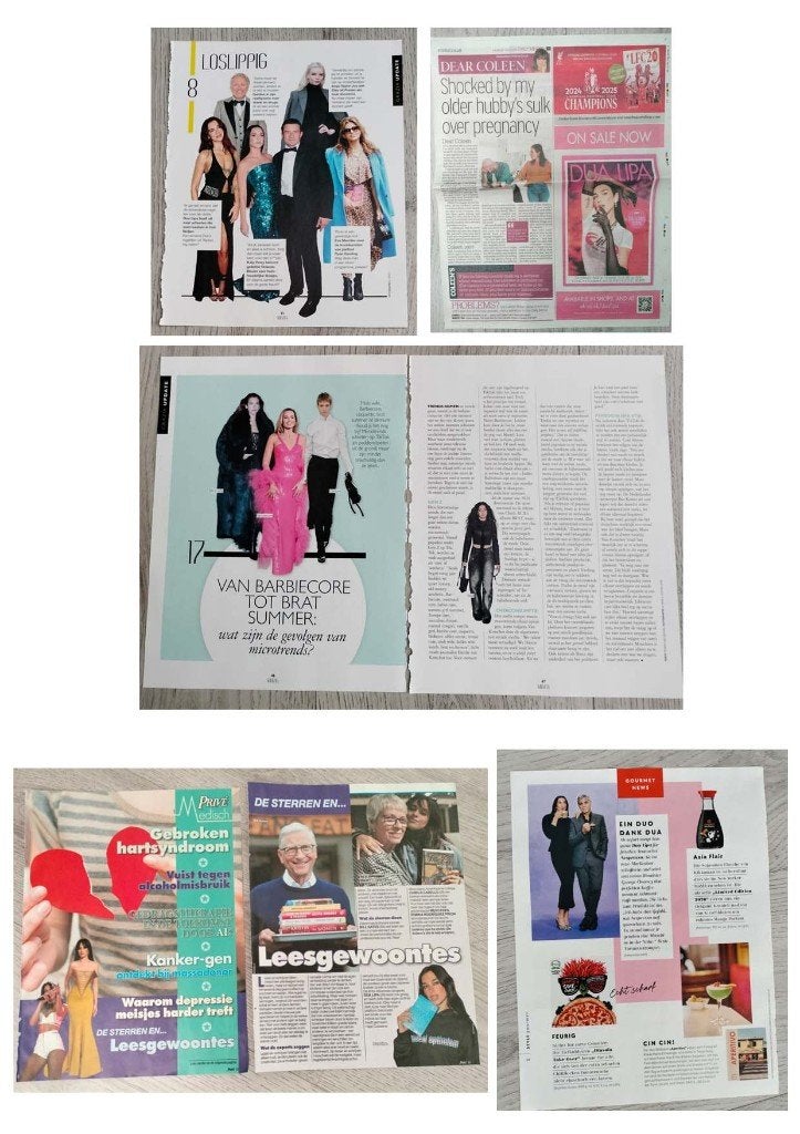 Dua Lipa tijdschriften & kranten knipsels 7 pagina’s, Verzamelen, Verzenden, Zo goed als nieuw, Boek, Tijdschrift of Artikel