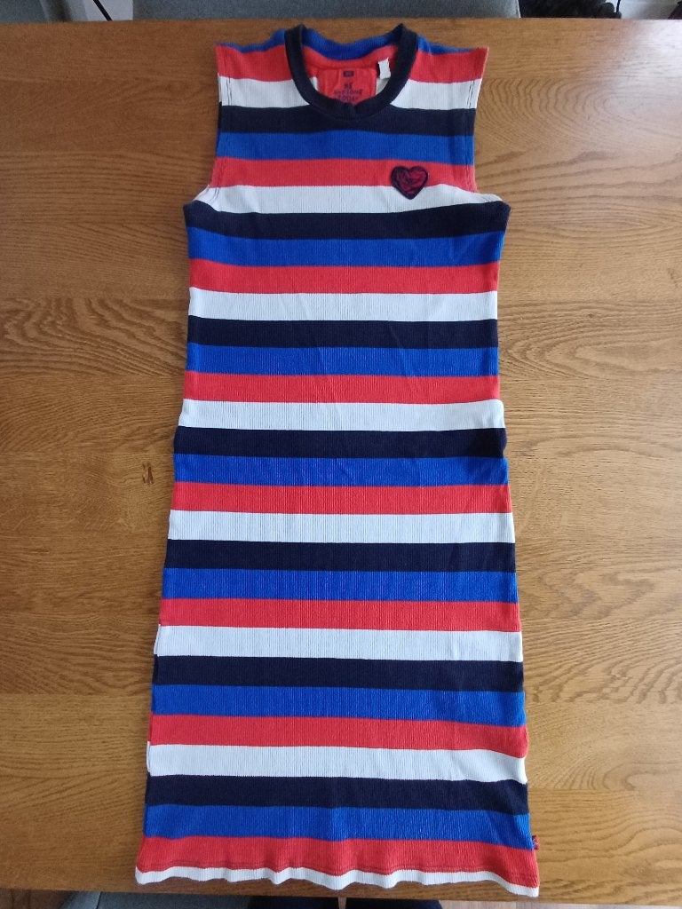 WE gestreepte jurk rood, wit, blauw - maat 158-164, Gebruikt, WE, Meisje, Ophalen of Verzenden