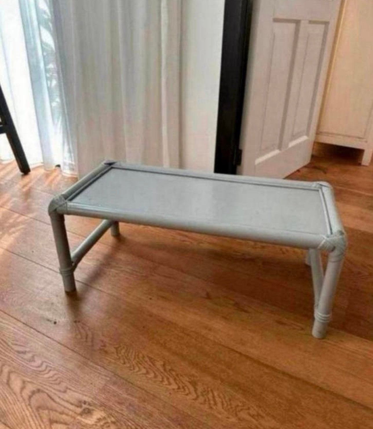 Lage salontafel van bamboe / bamboe salontafel, grijs, Ophalen, Zo goed als nieuw