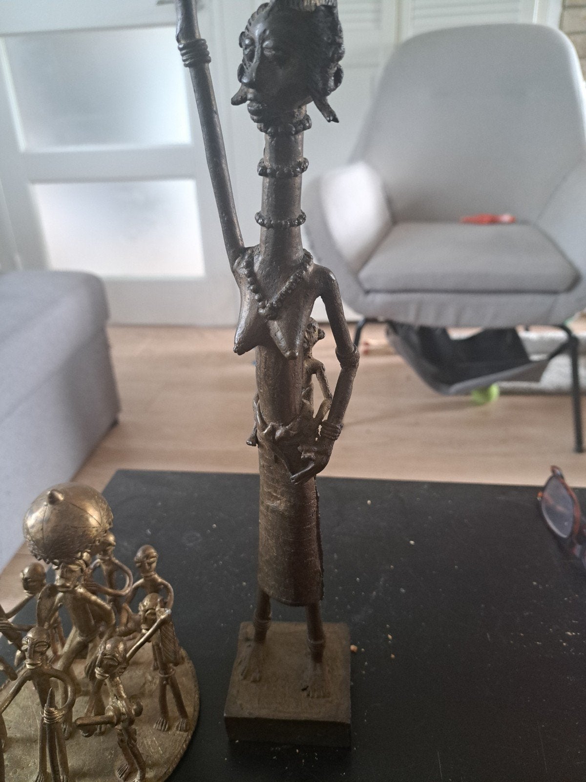 Set van 5 Afrikaanse bronzen beelden, Ophalen, Afrika, Goud, Handgemaakt