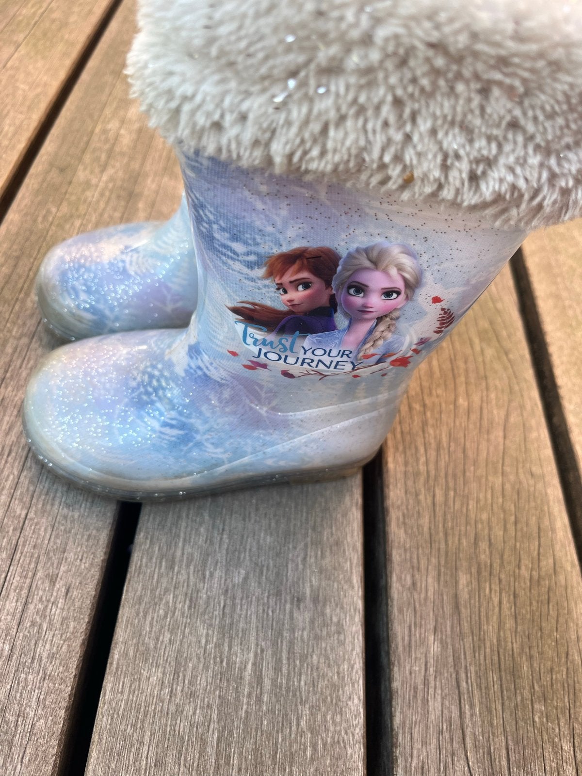 Disney Frozen II Regenlaarzen met bont - Maat 23, Ophalen of Verzenden, Gebruikt, Meisje
