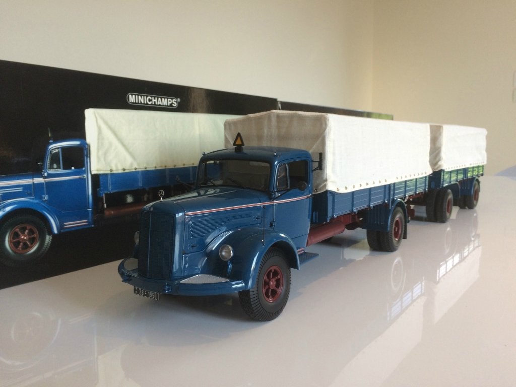 Mercedes Benz L6600 canvas truck aanhanger L 6600 Minichamps, Hobby en Vrije tijd, Ophalen of Verzenden, Nieuw, Auto, MiniChamps