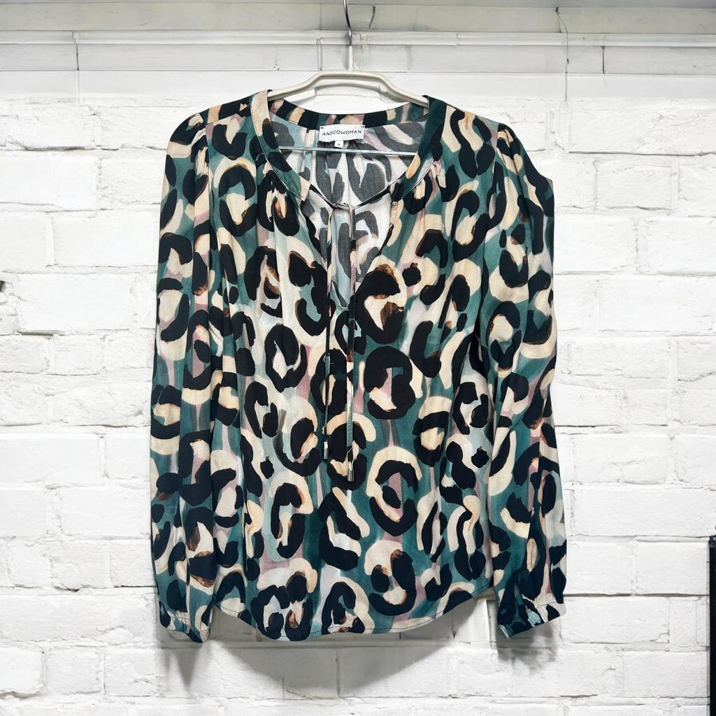 Andcowoman Blouse Mt S Groen Beige Zwart Ariana Femm Panter, Cw, Cw, Ophalen of Verzenden, Zo goed als nieuw