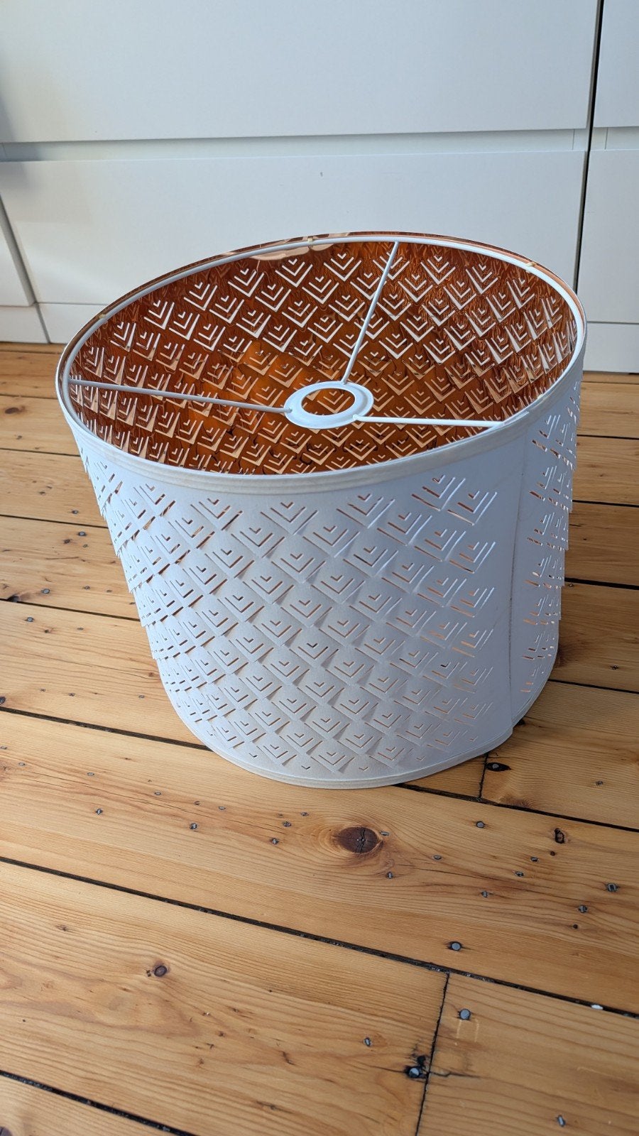 IKEA Nymö lampenkap wit/koper, Ø38cm H30cm, Huis en Inrichting, Ophalen, Wit, Rond, Zo goed als nieuw