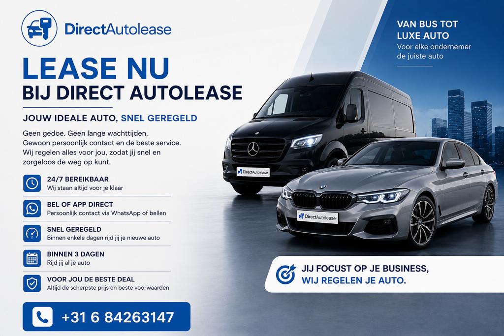 Lease Auto Snel Geregeld | Ook ZZP | 24/7 Bereikbaar, Ophalen of Verzenden, Nieuw