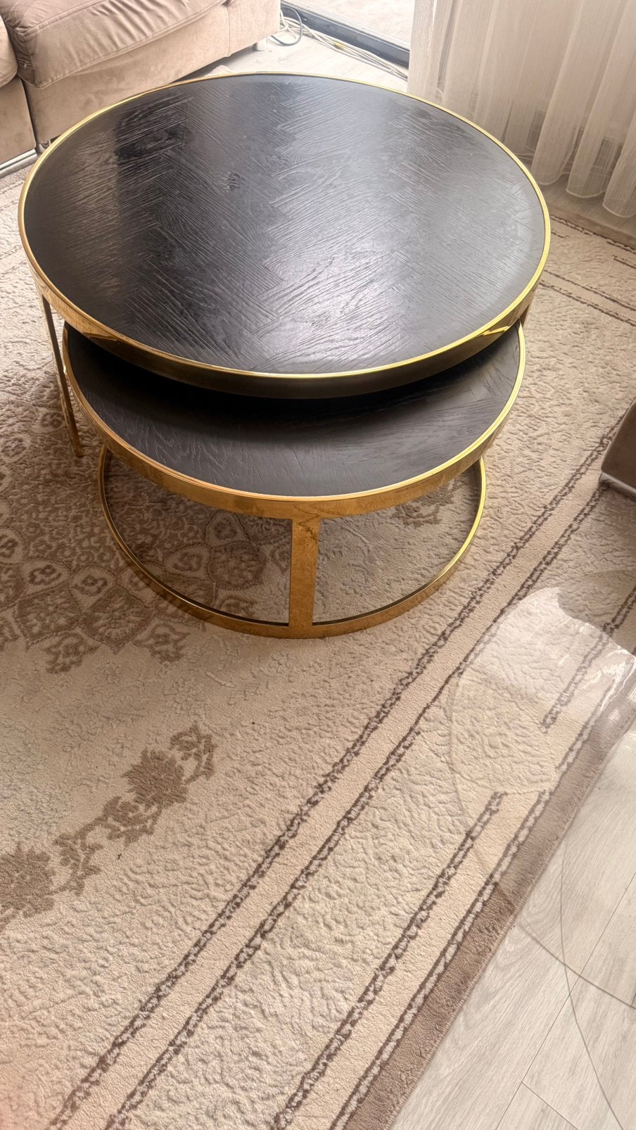Salontafel sey rond zwart met goud, Ophalen of Verzenden, Zo goed als nieuw