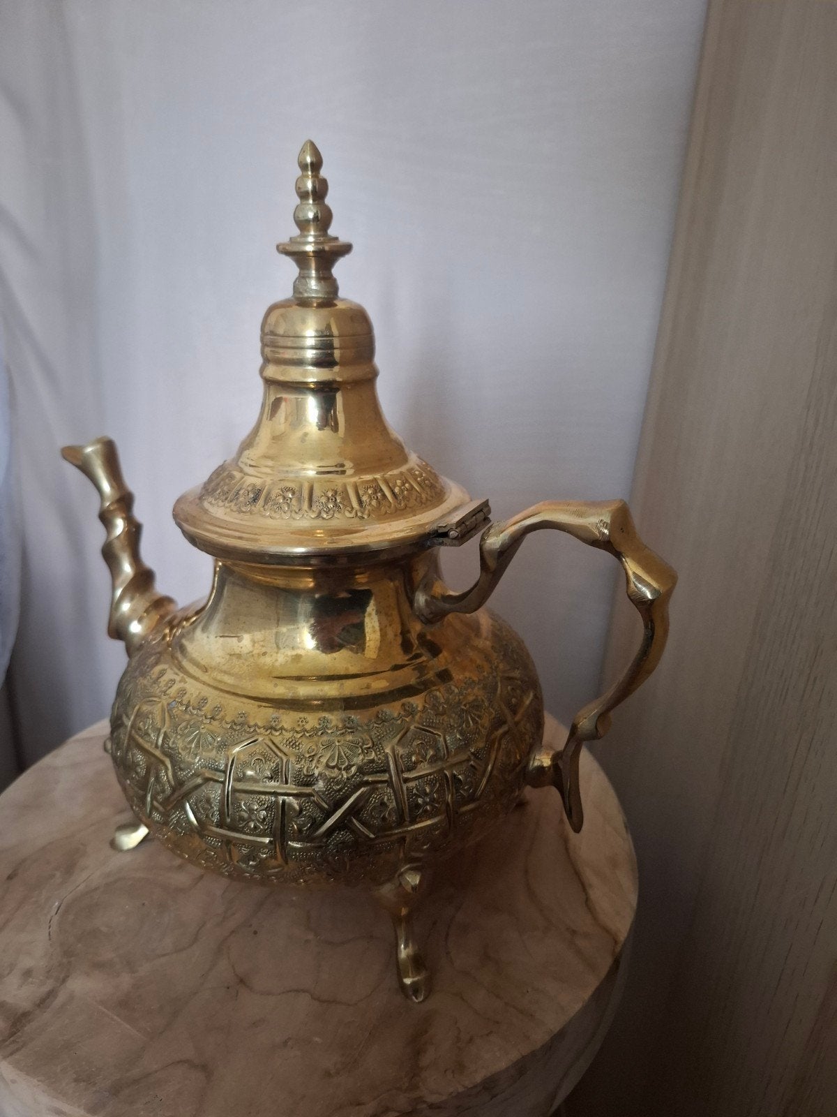 Vintage Marokkaanse diamant blanc messing theepot 

Deze vin, Antiek en Kunst, Ophalen, Koper