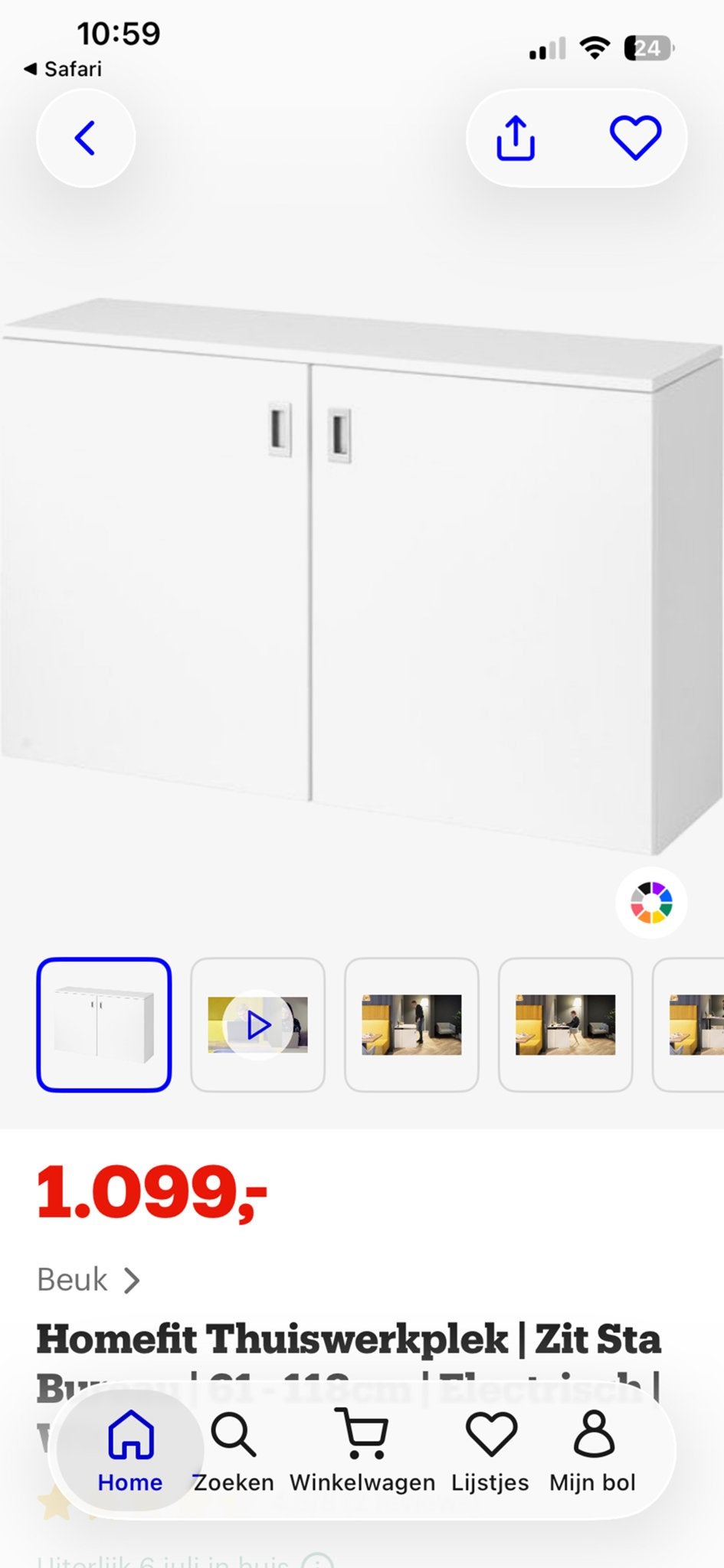 Elektrische zit sta bureau, Ophalen, Zit-sta bureau, 105 cm, 30 cm