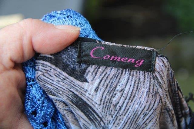 Jurk blauw pauw mt S/M Comeng Aparte rug Maxi dress Vaste OP, Blauw, Comenq, Ophalen of Verzenden, Zo goed als nieuw