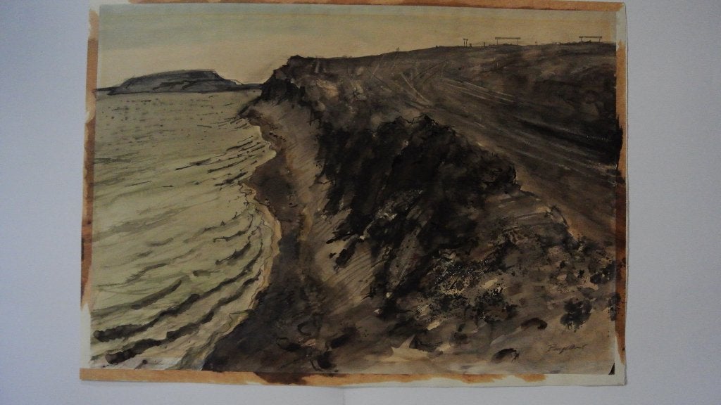 jan burgerhout aquarel europoort/botlek, Ophalen of Verzenden
