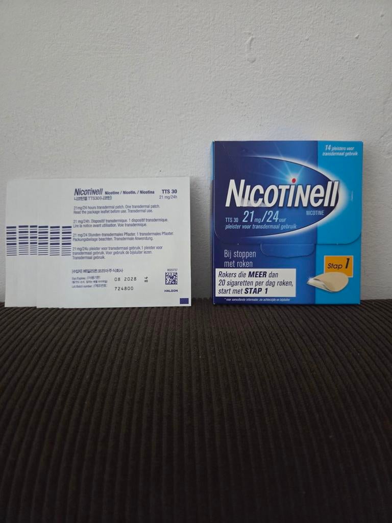 20 stuks Nicotinell nicotinepleisters stap 1, 21 mg / 24 uur, Ophalen of Verzenden, Nieuw