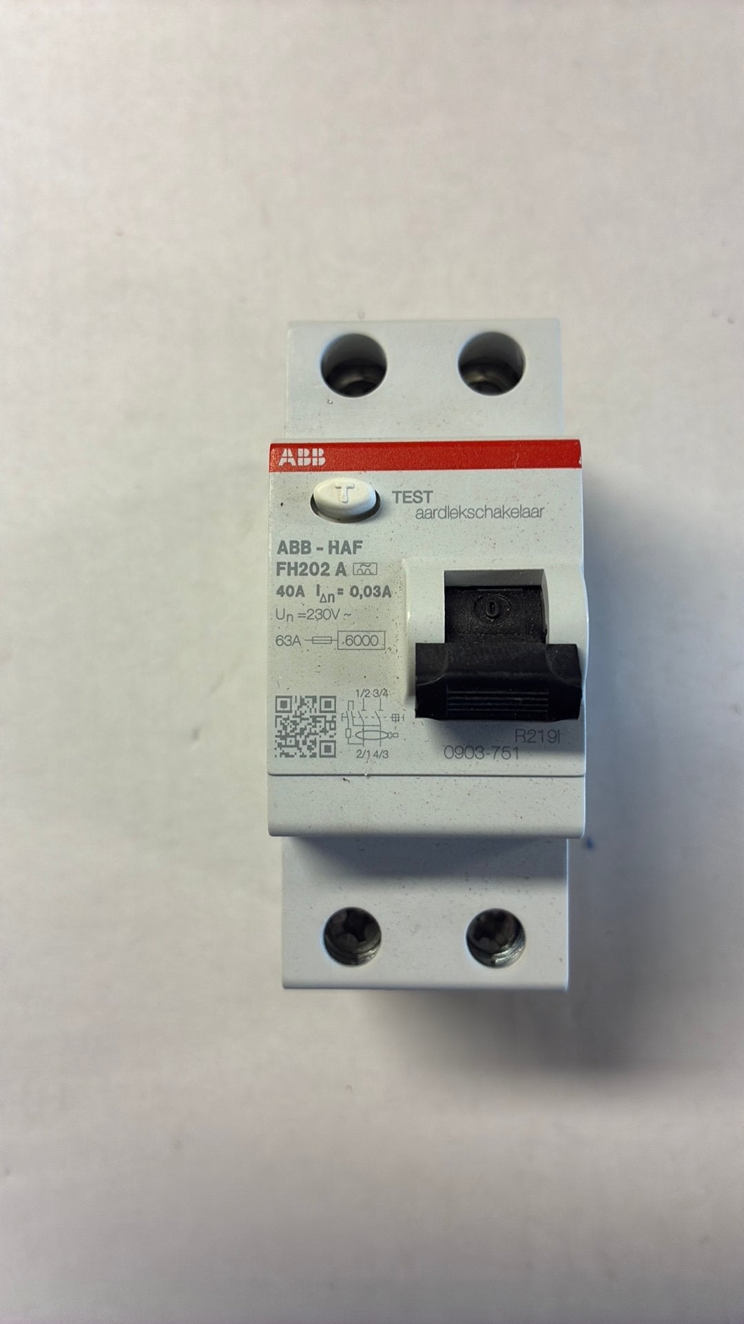 abb aardlek 40a, Ophalen of Verzenden, Zo goed als nieuw, Schakelaar
