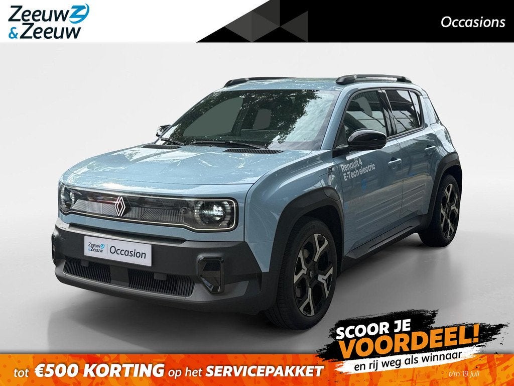 Renault 4 comfort range techno 52 kWh AUTOMAAT NAVI APPLE CA, Auto's, Renault, 12 maanden, Stof, 750 kg, Blauw