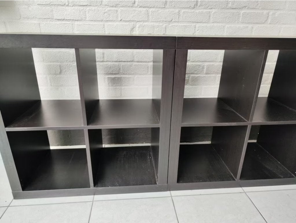 2x kallax expedit 4 vaks open kast vakkenkast 2x2 zwart Ikea, Ophalen, Gebruikt, 5 laden of meer, 50 tot 100 cm