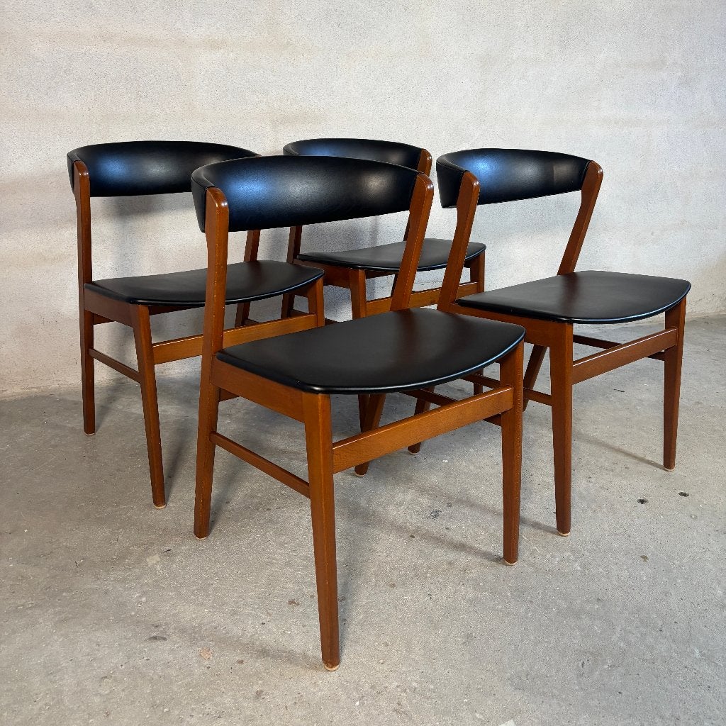 4x eetkamerstoelen van SAX – Deens Vintage, Huis en Inrichting, Stoelen, Hout, Gebruikt, Bruin, Ophalen of Verzenden
