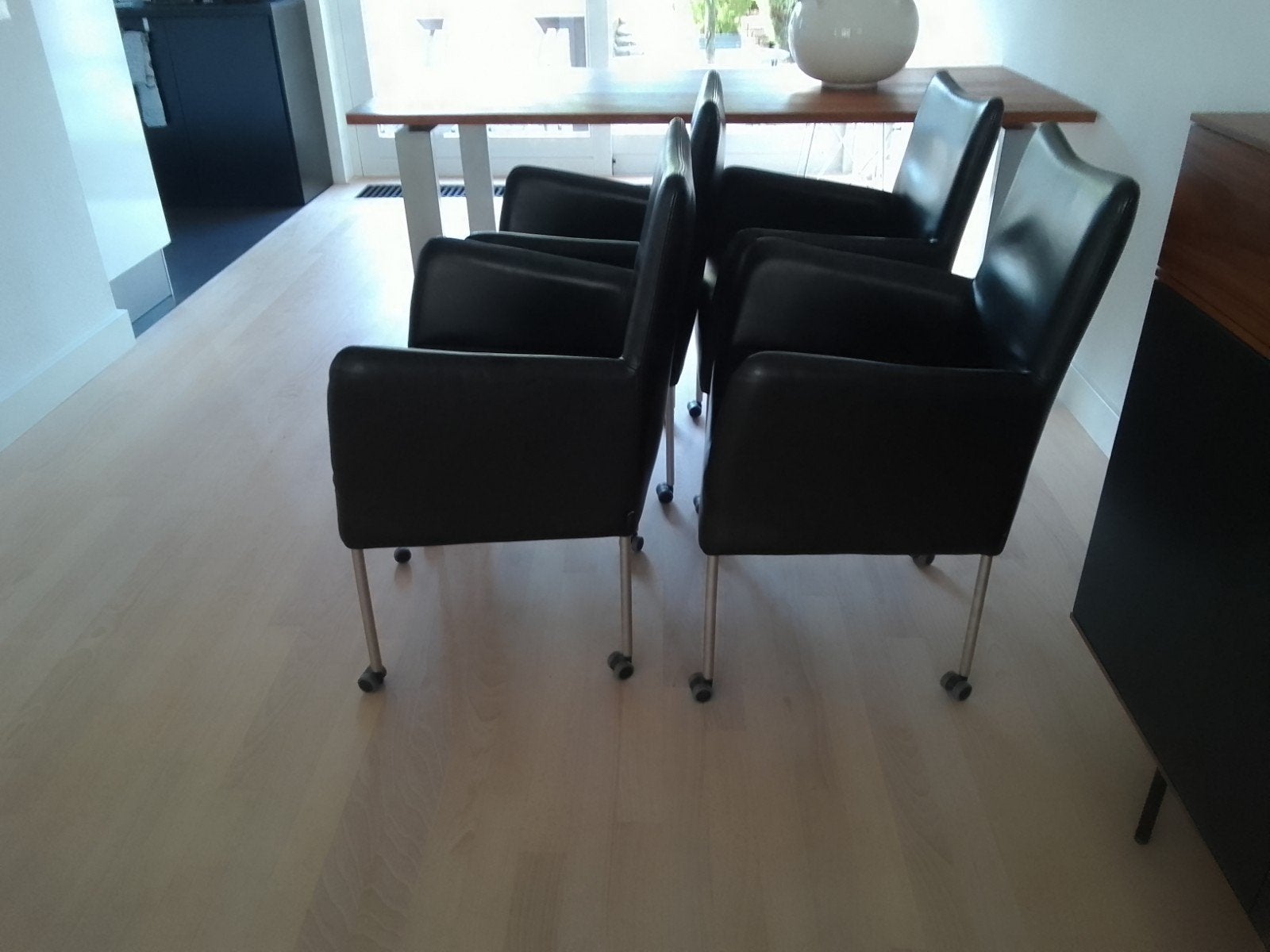 Set van 4 leren stoelen van Jess - Zwart, Ophalen, Zwart, Leer, Zo goed als nieuw