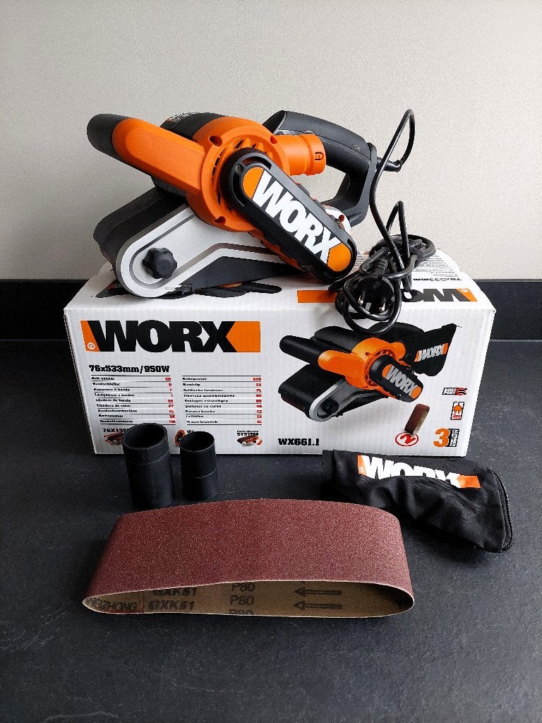 Worx WX661.1 Bandschuurmachine, Ophalen of Verzenden, Zo goed als nieuw, 600 tot 1200 watt, Bandschuurmachine