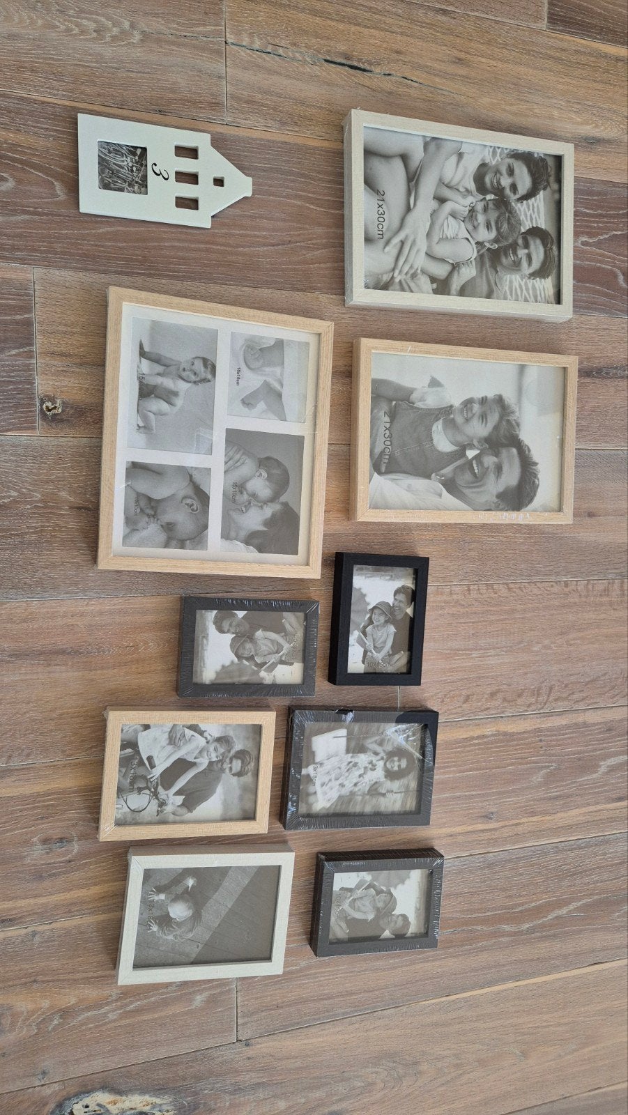 Diverse fotolijsten en collage lijst - Hout en kunststof, Ophalen, Gebruikt, Hangend, Fotolijst