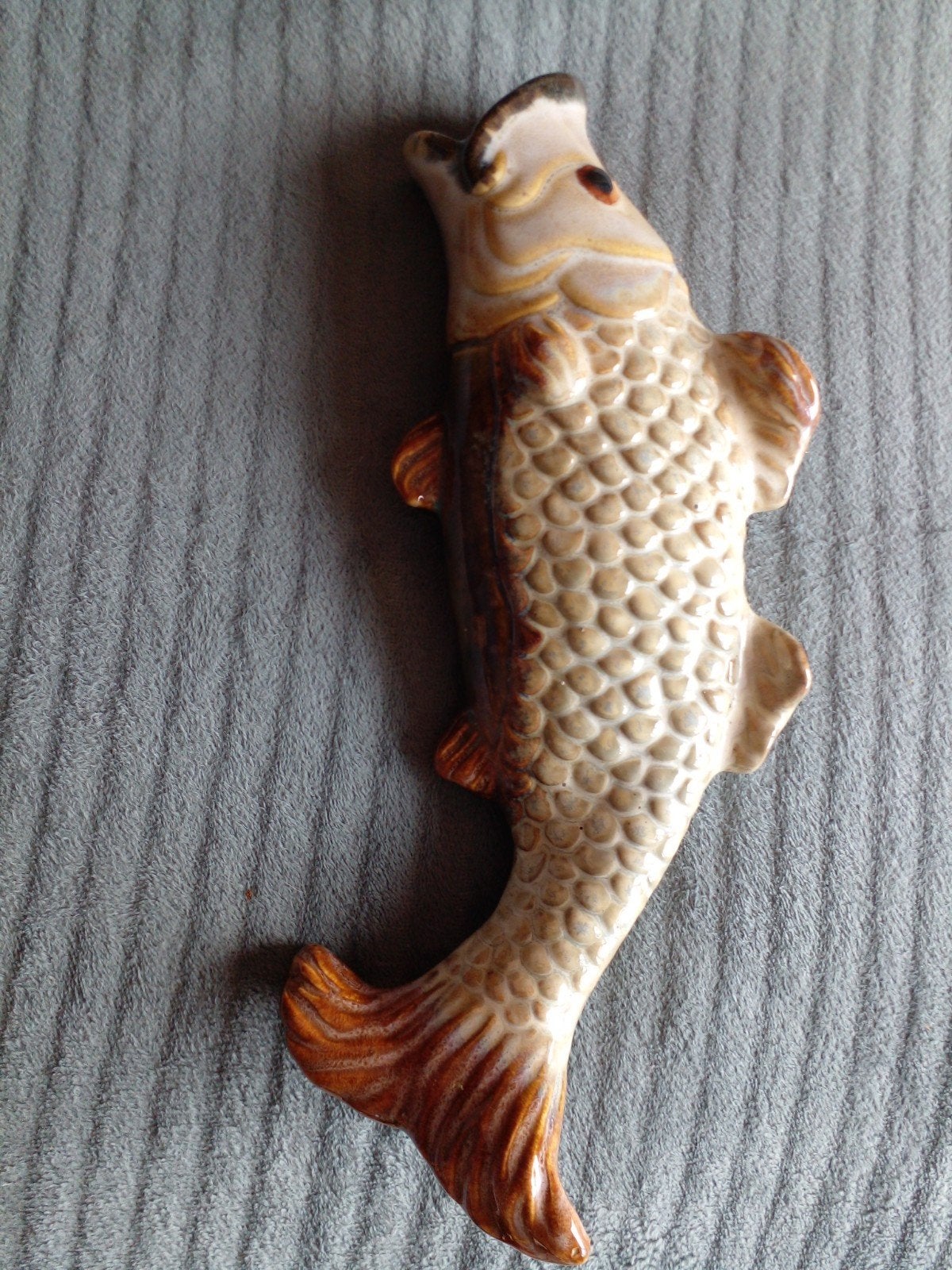 Decoratieve keramische vis - Bruin/beige, Ophalen of Verzenden