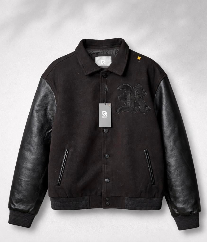 Robey Zwarte Varsity Jacket / College Jacket - Premium Look, Kleding | Heren, Ophalen of Verzenden, Zo goed als nieuw, Maat 56/58 (XL)