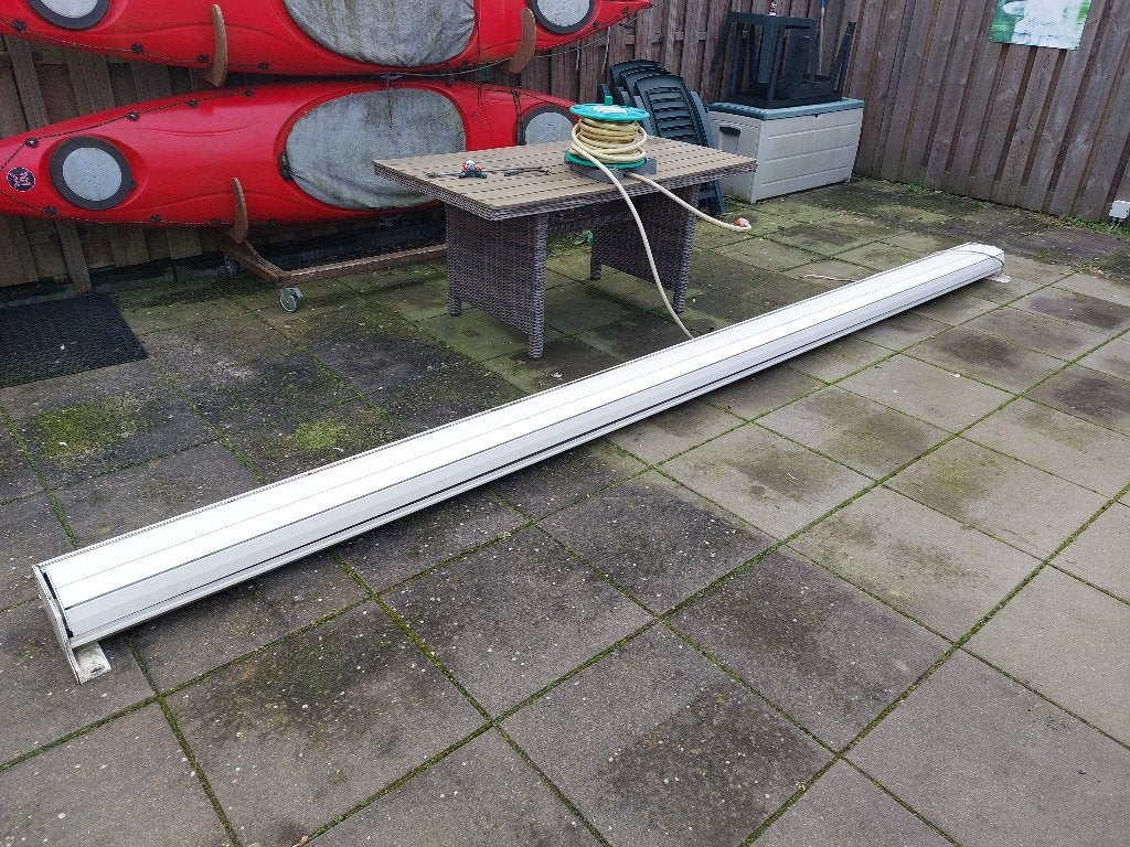 Zonnescherm, Somfy, Elektrisch, Ophalen of Verzenden, Zo goed als nieuw, 150 tot 300 cm