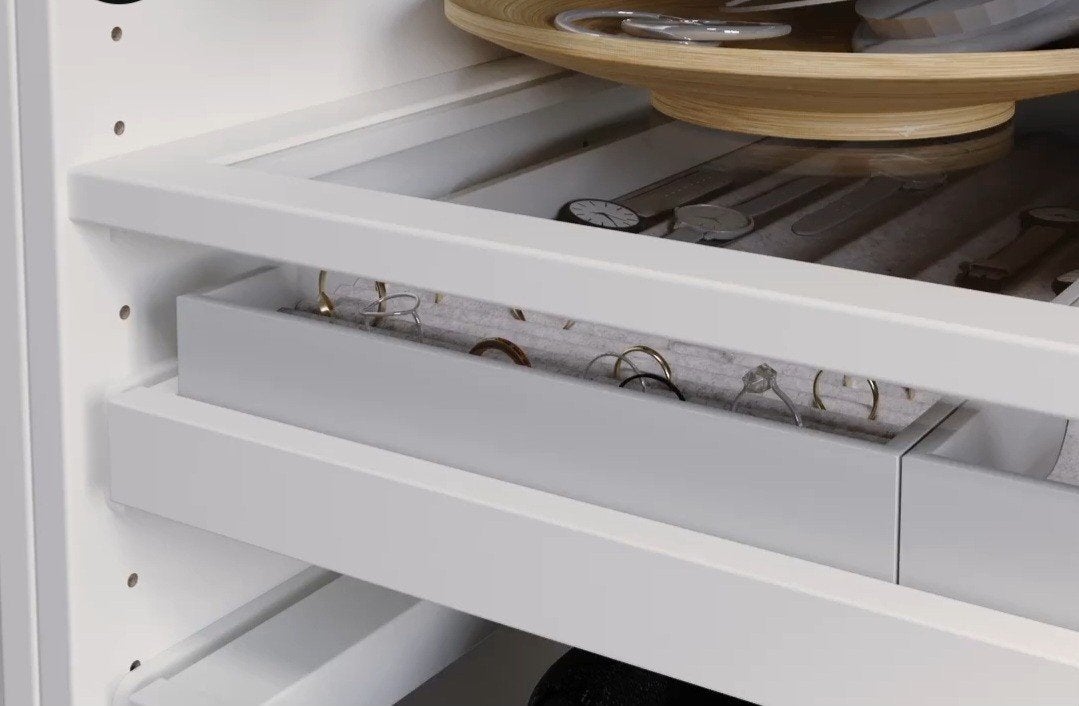 IKEA Komplement uitschuifbare plank + glasplaat, Ophalen, Zo goed als nieuw