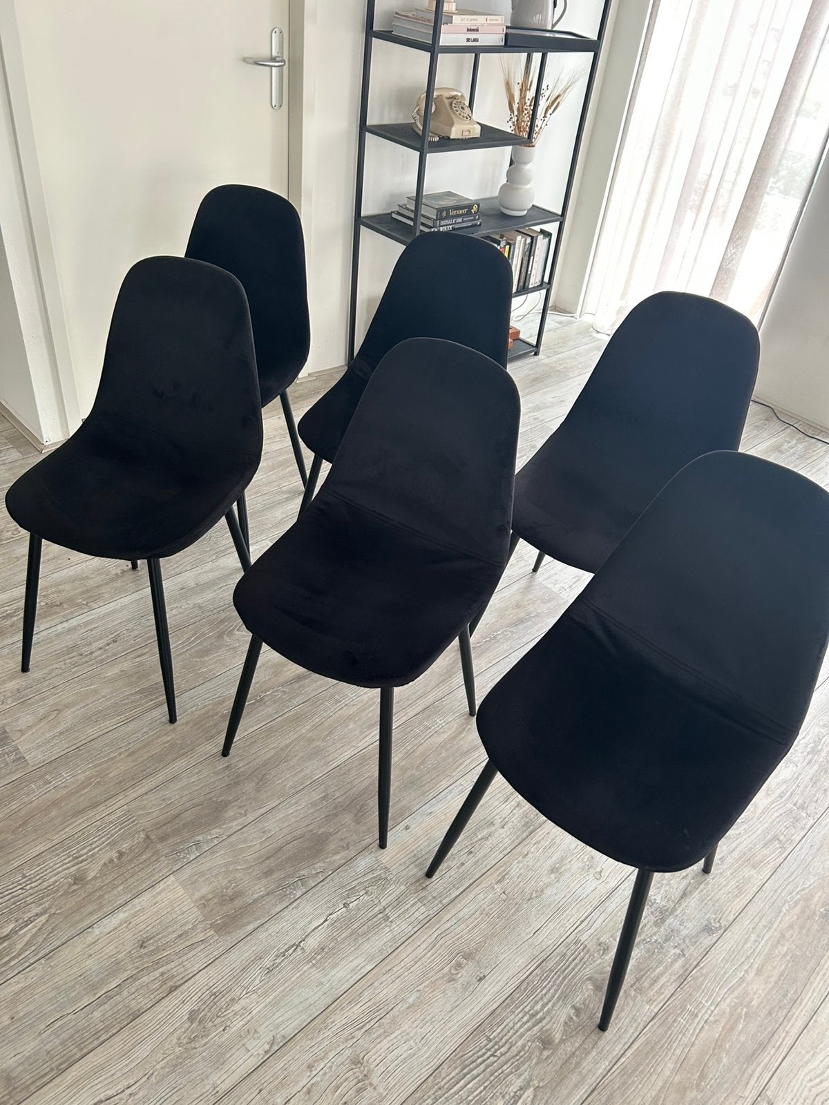 6 eetkamerstoelen, Ophalen, Overige materialen, Gebruikt, Zwart