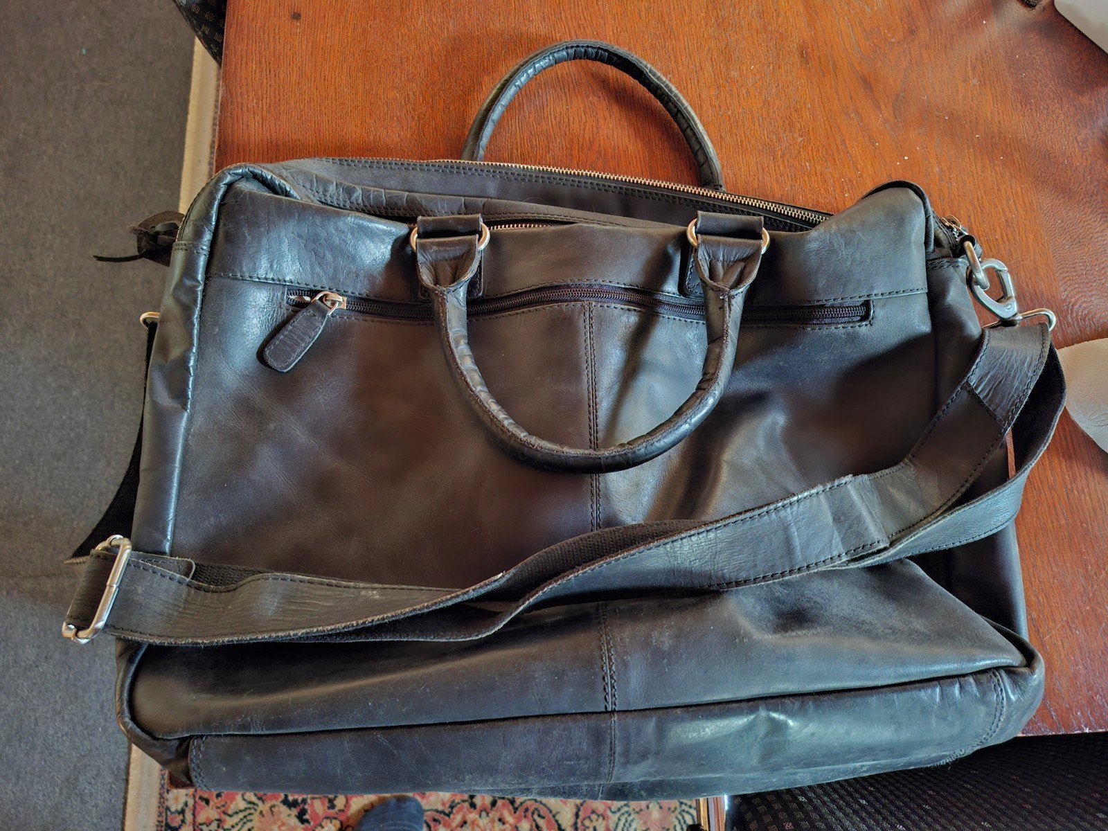 Micmacbags Leren Aktetas/Laptoptas. pracht Vintage Look. Zie, Ophalen, Gebruikt, Zwart, Overige typen
