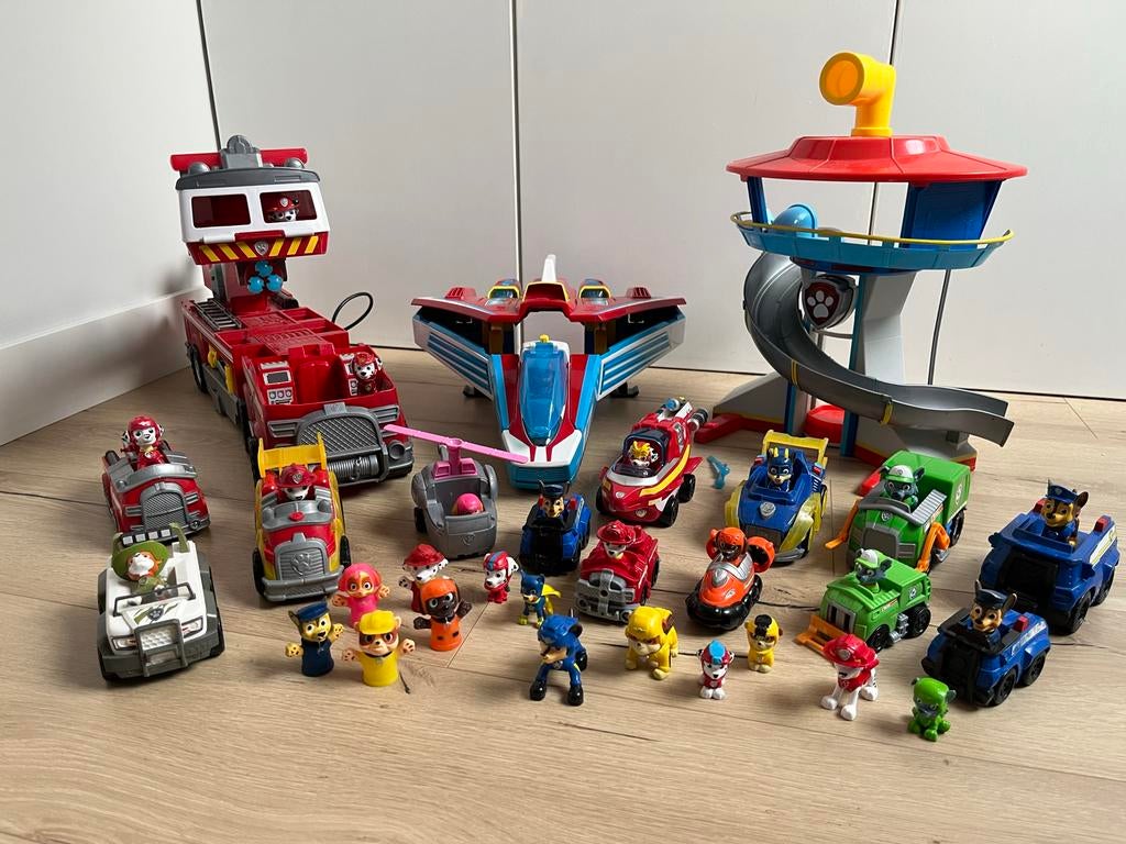 Grote Paw Patrol verzameling: Brandweerauto, vliegtuig, enz., Ophalen, Zo goed als nieuw