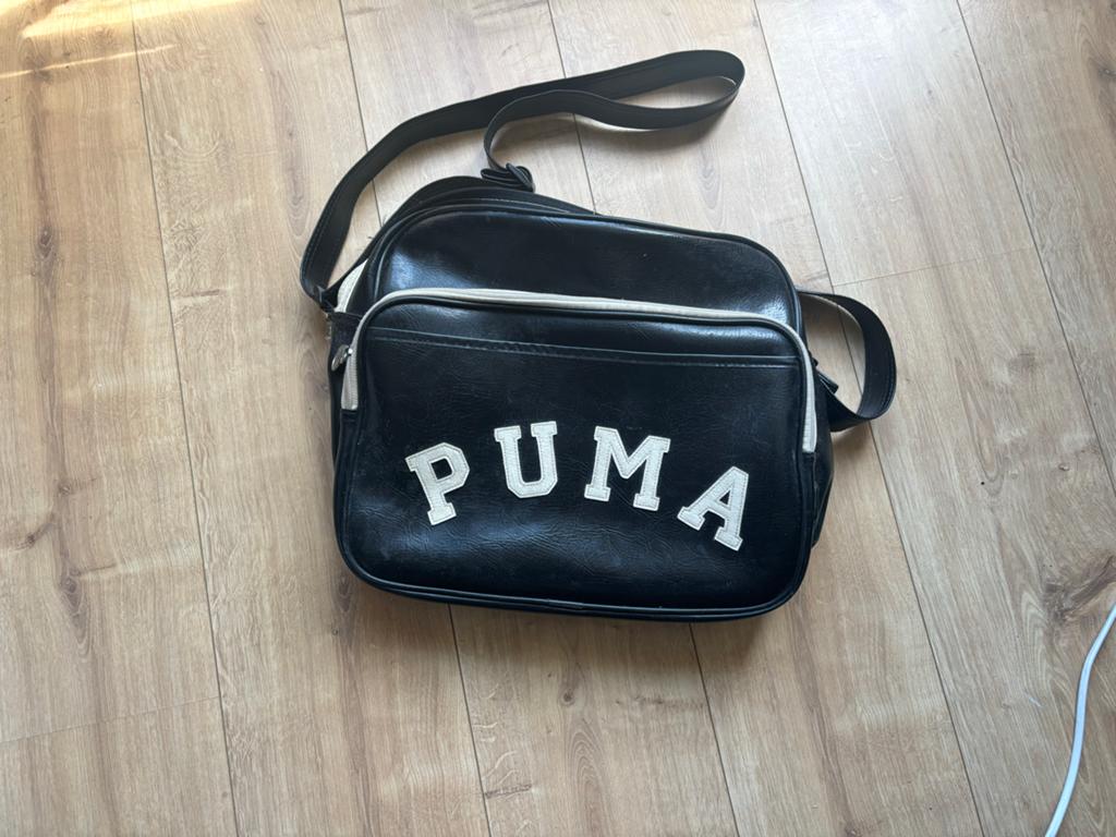 Vintage Puma schoudertas - Zwart met witte strepen strepen, Ophalen, Gebruikt, Zwart, Overige merken