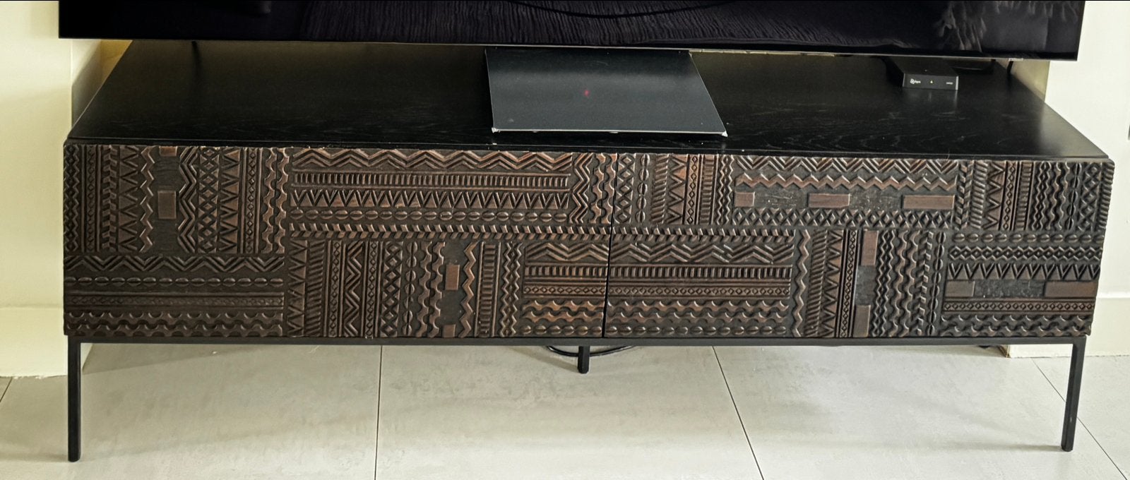 Ethnicraft Tabwa TV-meubel en Salontafel - Teak, Huis en Inrichting, Ophalen, 150 tot 200 cm, Teakhout, Zo goed als nieuw