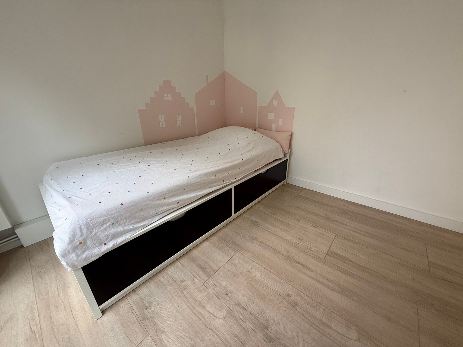 1 persoonsbed met 2 lades (Flaxa, Ikea) flexbodem en matras, Ophalen, Gebruikt, 90 cm, Eenpersoons