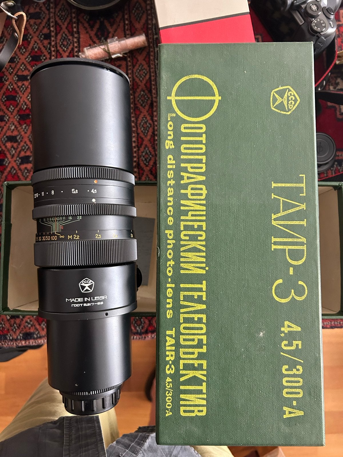 Vintage Tair-3 4.5/300-A Telelens - USSR, 1973, Overige merken, Lensdoppen, Telelens, Ophalen of Verzenden