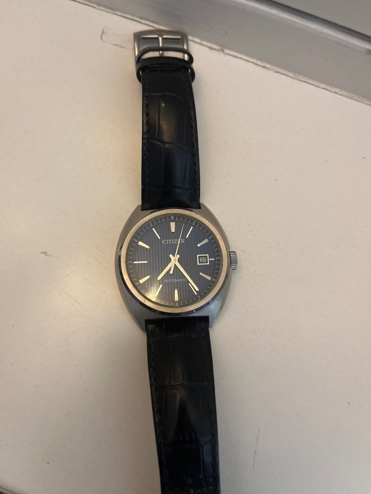 Citizen Automatic Polshorloge met Leren Band, Staal, Ophalen of Verzenden, Leer, Gebruikt