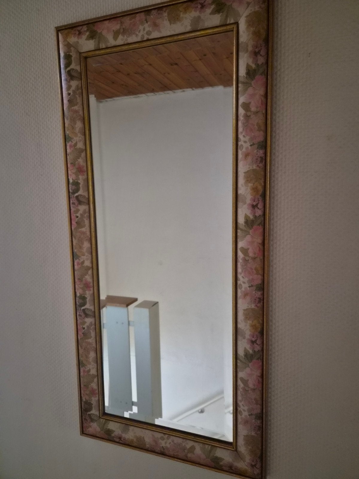 Spiegel met bloemenrand - Vintage stijl, Huis en Inrichting, Woonaccessoires | Spiegels, Ophalen, Rechthoekig, Minder dan 50 cm