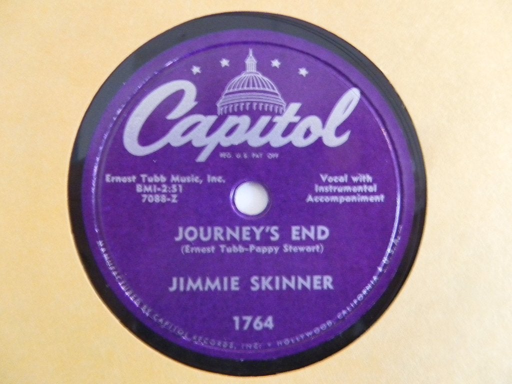 78 Toerenplaat Jimmie Skinner - Journey's End, 10 inch, Ophalen of Verzenden, Zo goed als nieuw, Overige typen