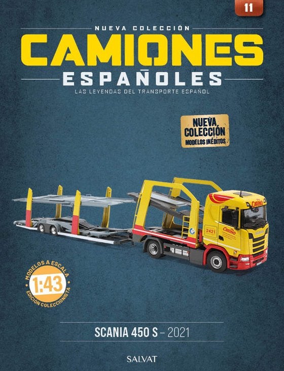 Scania 450 S  2021 autotransporter 1/43 Camiones Espagne 11, Verzenden, Nieuw, Bus of Vrachtwagen, Overige merken