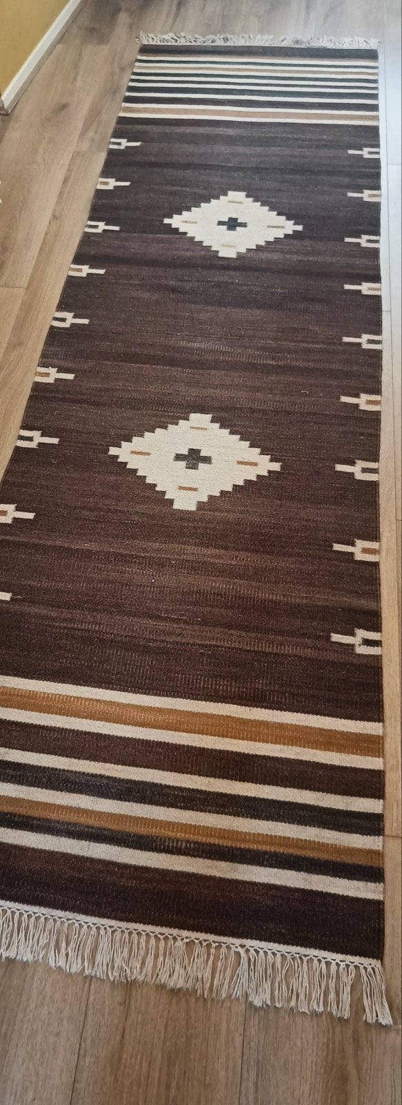 Retro wollen vloerkleed - 300x84,5 cm, Huis en Inrichting, Ophalen, Gebruikt, 200 cm of meer, 50 tot 100 cm