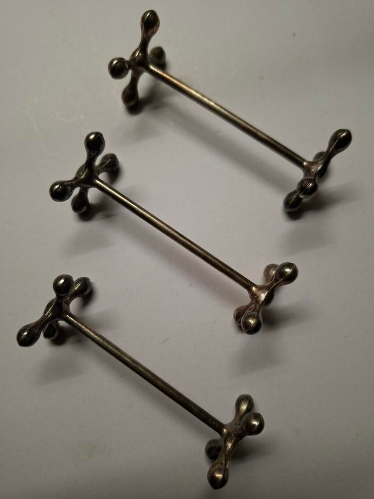 Antieke Cross leg ends messenleggers. Verzilverd, Antiek en Kunst, Antiek | Goud en Zilver, Verzenden, Zilver