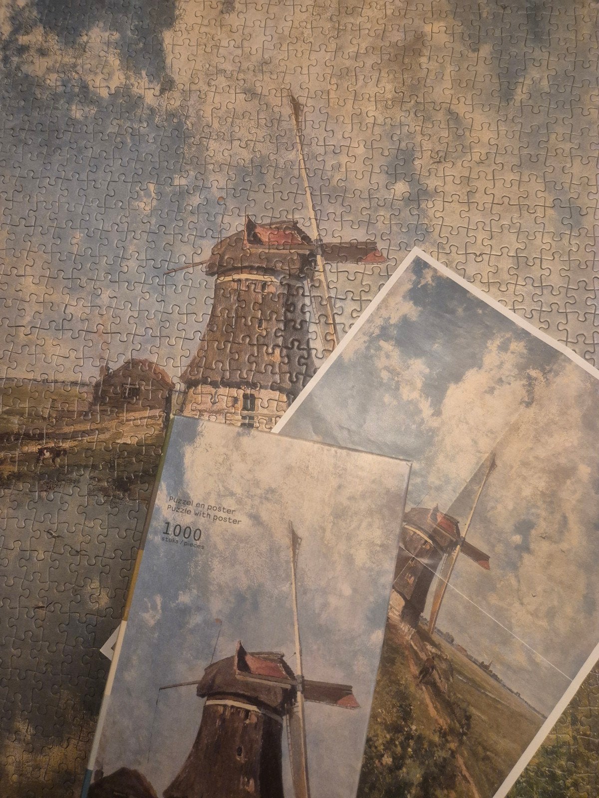 Rijksmuseum Puzzel Molen in de maand juli (1000 stukjes), Hobby en Vrije tijd, Ophalen of Verzenden, 500 t/m 1500 stukjes, Zo goed als nieuw