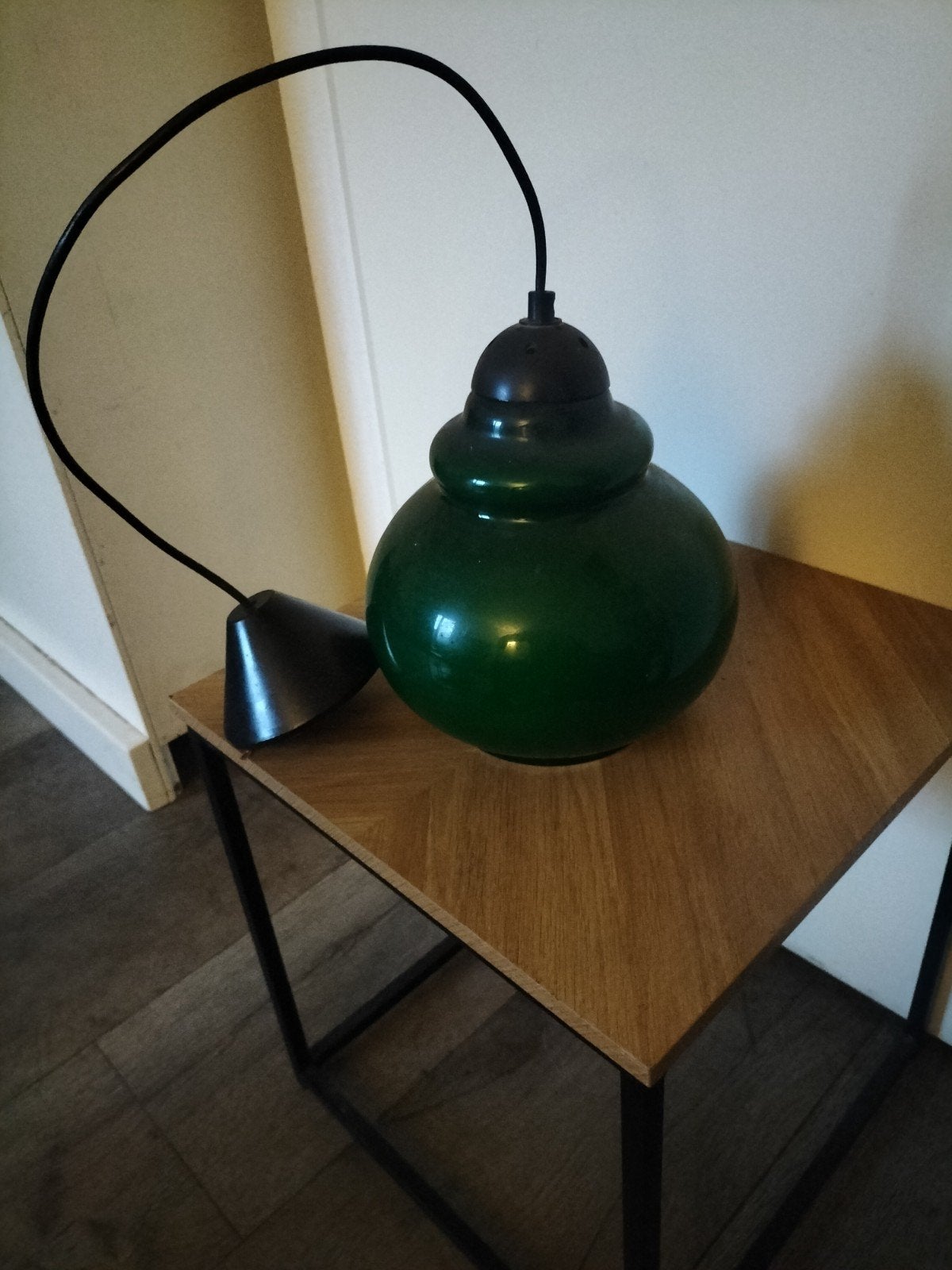 Groene glazen hanglamp - Vintage design, Ophalen of Verzenden