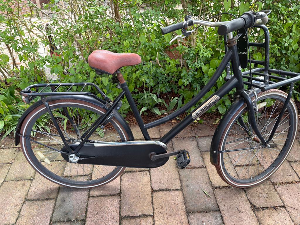 Degelijke zwarte transportfiets met versnellingen, Gebruikt, Velgrem, Nederland, Popal