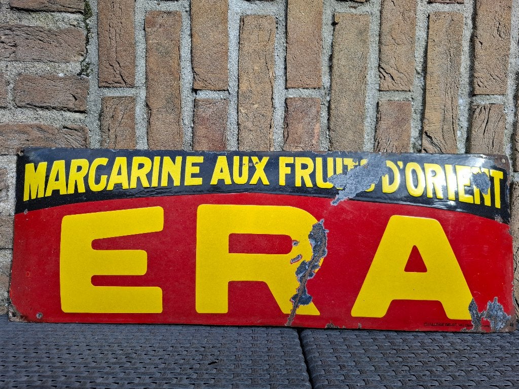 Oud emaillebord Era Margarine (Emaillerie Belge), Ophalen of Verzenden, Nieuw, Reclamebord
