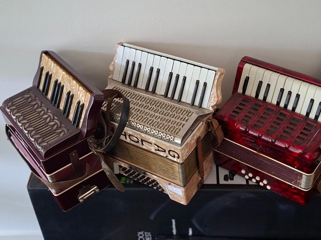 Drie vintage accordeons - Hohner en meer, Antiek en Kunst, Curiosa en Brocante, Ophalen of Verzenden
