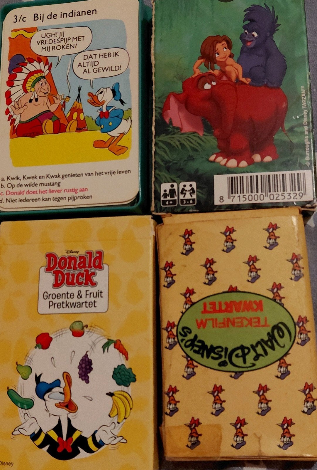 Disney Kwartet Spellen: Donald Duck, Tarzan, Bambi, Vijf spelers of meer, Ophalen of Verzenden, Gebruikt, Walt Disney